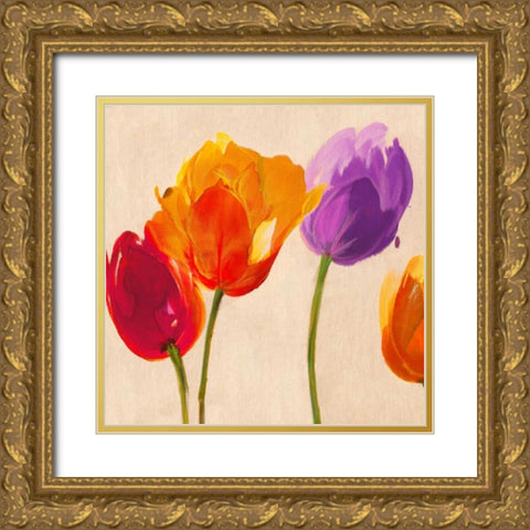 Tulips and Colors (detail) Gold Ornate Wood Framed Art Print with Double Matting by Villa, Luca