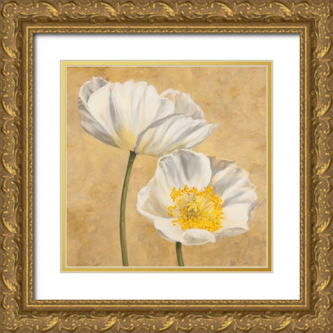 Poppies on Gold II Gold Ornate Wood Framed Art Print with Double Matting by Luca, Villa