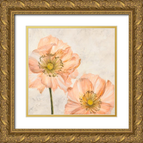 Poppies in Pink I Gold Ornate Wood Framed Art Print with Double Matting by Luca, Villa