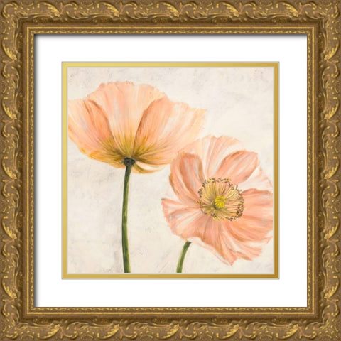 Poppies in Pink II Gold Ornate Wood Framed Art Print with Double Matting by Luca, Villa