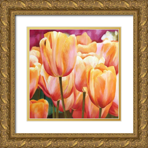 Spring Tulips I Gold Ornate Wood Framed Art Print with Double Matting by Villa, Luca