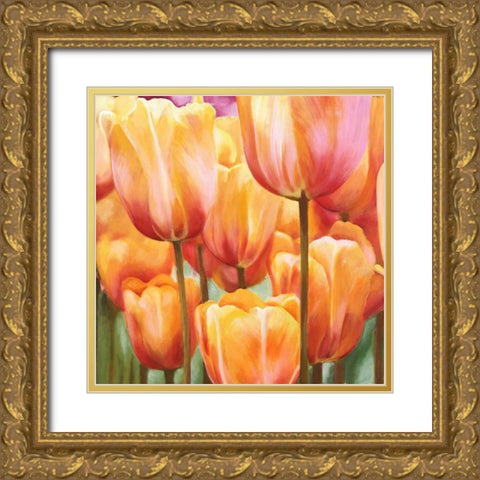 Spring Tulips II Gold Ornate Wood Framed Art Print with Double Matting by Villa, Luca