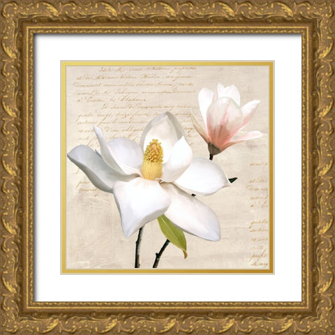 Ivory Magnolia_I Gold Ornate Wood Framed Art Print with Double Matting by Villa, Luca