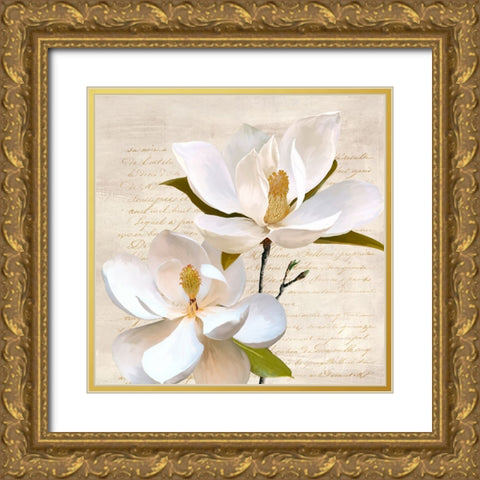 Ivory Magnolia_II Gold Ornate Wood Framed Art Print with Double Matting by Villa, Luca