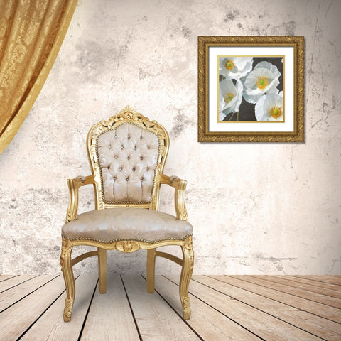 Poppies on Chalkboard I Gold Ornate Wood Framed Art Print with Double Matting by Leonardo, Sanna