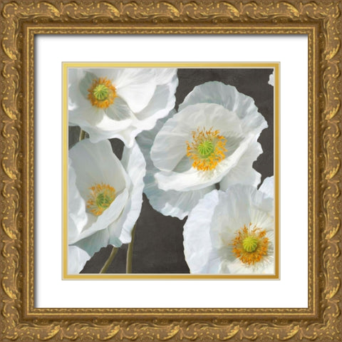 Poppies on Chalkboard I Gold Ornate Wood Framed Art Print with Double Matting by Leonardo, Sanna