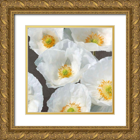 Poppies on Chalkboard II Gold Ornate Wood Framed Art Print with Double Matting by Leonardo, Sanna
