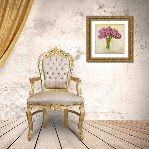Bouquet de Roses Gold Ornate Wood Framed Art Print with Double Matting by Sanna, Leonardo