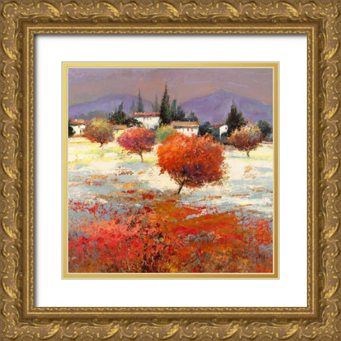 Dolci colline Gold Ornate Wood Framed Art Print with Double Matting by Florio, Luigi