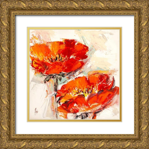 Papaveri dorati Gold Ornate Wood Framed Art Print with Double Matting by Florio, Luigi