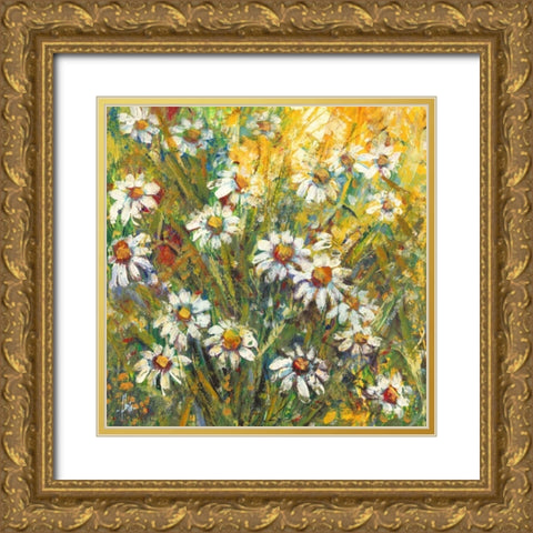 Margherite nel sole Gold Ornate Wood Framed Art Print with Double Matting by Florio, Luigi