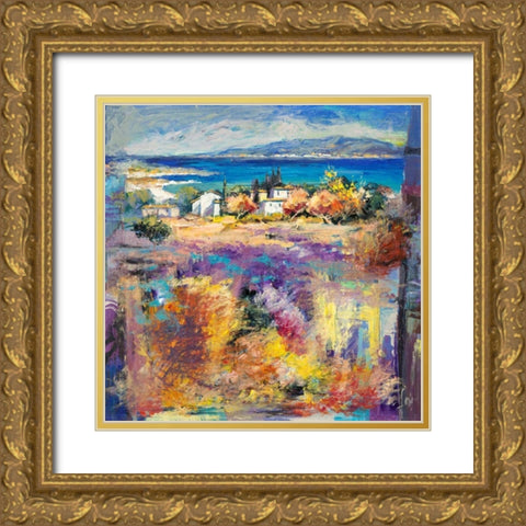 Costa mediterranea Gold Ornate Wood Framed Art Print with Double Matting by Florio, Luigi