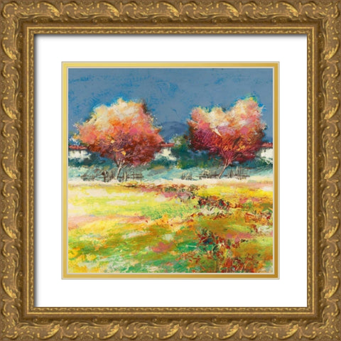 Alberi nel prato Gold Ornate Wood Framed Art Print with Double Matting by Florio, Luigi
