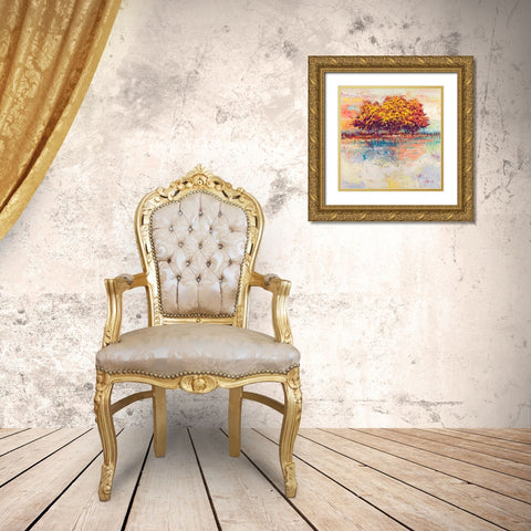 Alberi nel sole (detail) Gold Ornate Wood Framed Art Print with Double Matting by Florio, Luigi