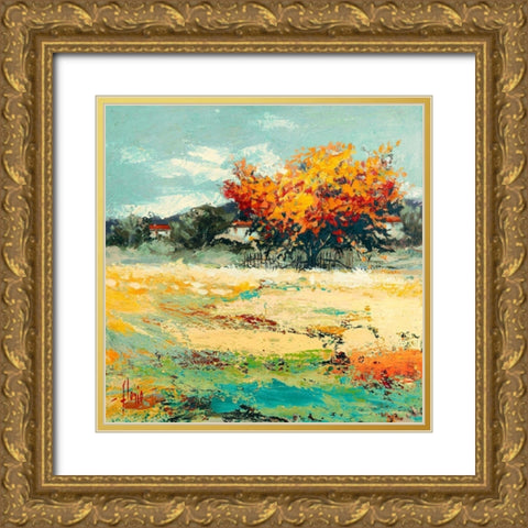 Campagna in estate I Gold Ornate Wood Framed Art Print with Double Matting by Florio, Luigi