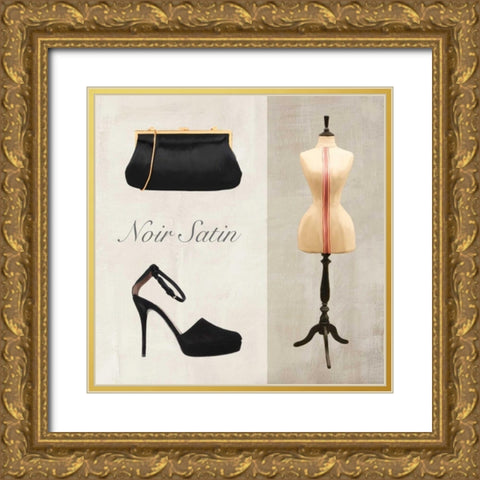 Noir Satin Gold Ornate Wood Framed Art Print with Double Matting by Clair, Michelle