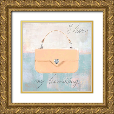 I Love my Handbag Gold Ornate Wood Framed Art Print with Double Matting by Clair, Michelle