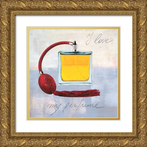 I Love my Parfume Gold Ornate Wood Framed Art Print with Double Matting by Clair, Michelle