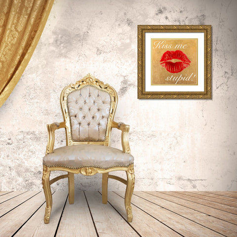 Kiss Me Stupid! #3 Gold Ornate Wood Framed Art Print with Double Matting by Clair, Michelle
