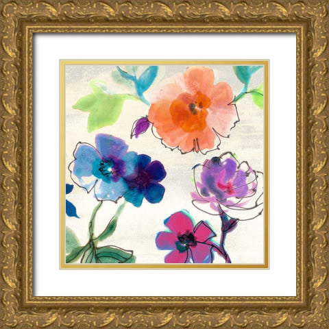 Flora II Gold Ornate Wood Framed Art Print with Double Matting by Michelle, Clair