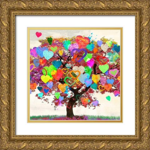 Tree of Love (detail) Gold Ornate Wood Framed Art Print with Double Matting by Rodrigues, Malia