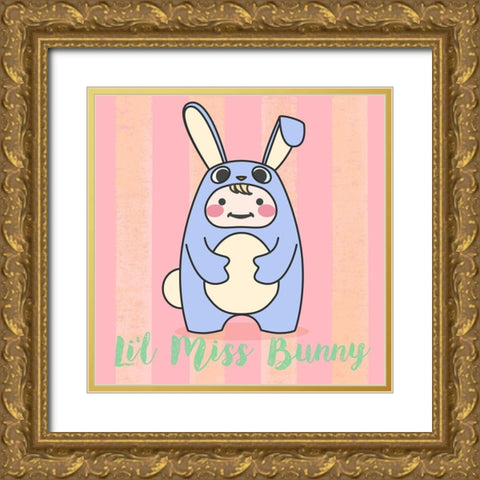 Lil Bunny Gold Ornate Wood Framed Art Print with Double Matting by Malia, Rodrigues