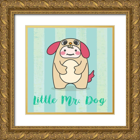 Lil Dog Gold Ornate Wood Framed Art Print with Double Matting by Malia, Rodrigues