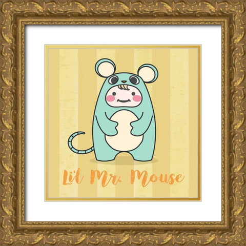 Lil Mouse Gold Ornate Wood Framed Art Print with Double Matting by Malia, Rodrigues