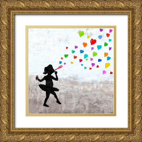 Love Bubbles (detail) Gold Ornate Wood Framed Art Print with Double Matting by Masterfunk Collective