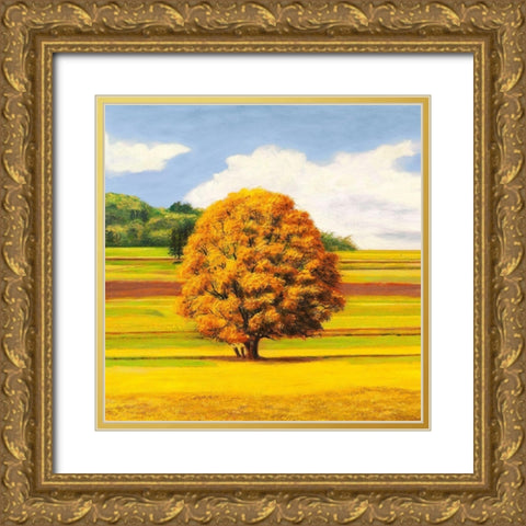 Pianure serene I (detail) Gold Ornate Wood Framed Art Print with Double Matting by Angelo, Masera