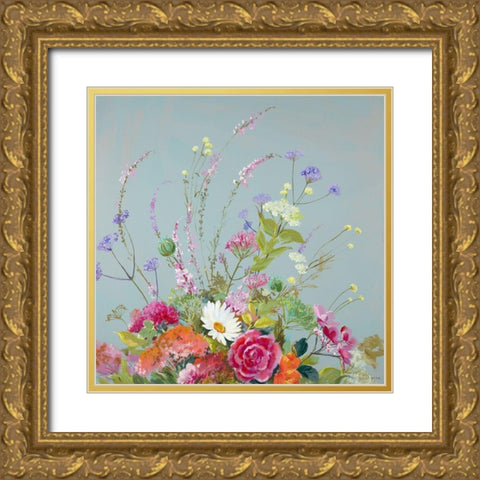 Marguerite and Verbena Gold Ornate Wood Framed Art Print with Double Matting by Whatmore, Nel