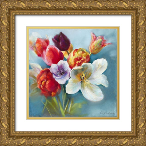 Tulips Picked for You I Gold Ornate Wood Framed Art Print with Double Matting by Whatmore, Nel