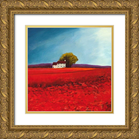 Field of poppies Gold Ornate Wood Framed Art Print with Double Matting by Bloom, Philip