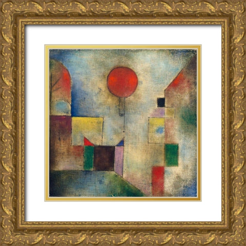 Red balloon Gold Ornate Wood Framed Art Print with Double Matting by Klee, Paul