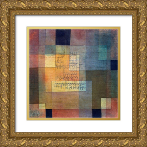 Polyphonic Architecture Gold Ornate Wood Framed Art Print with Double Matting by Klee, Paul