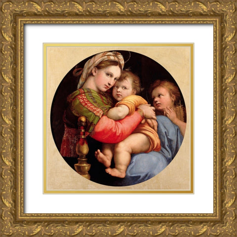 Madonna della seggiola Gold Ornate Wood Framed Art Print with Double Matting by Raffaello