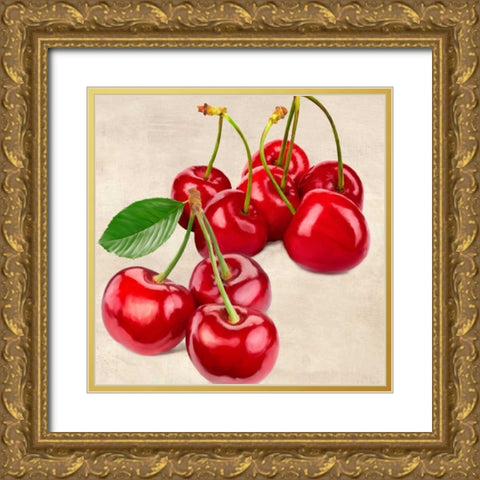 Cherries Gold Ornate Wood Framed Art Print with Double Matting by Barbieri, Remo