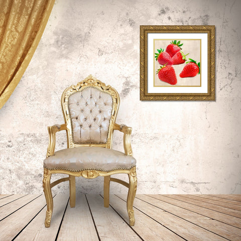 Strawberries Gold Ornate Wood Framed Art Print with Double Matting by Barbieri, Remo