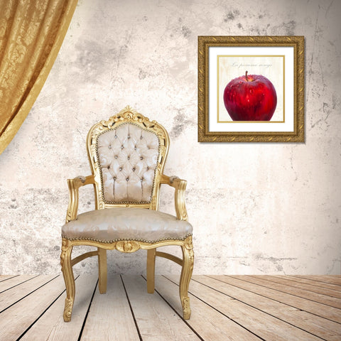 La pomme rouge Gold Ornate Wood Framed Art Print with Double Matting by Remo, Barbieri