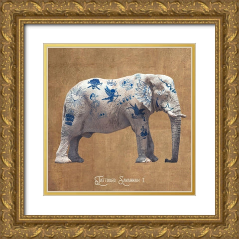 Tattooed Savannah I Gold Ornate Wood Framed Art Print with Double Matting by Hill, Steven