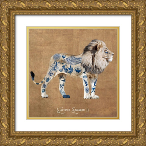 Tattooed Savannah II Gold Ornate Wood Framed Art Print with Double Matting by Hill, Steven