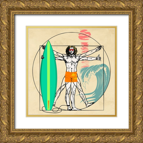 Cogito Ergo Surf (detail) Gold Ornate Wood Framed Art Print with Double Matting by Hill, Steven