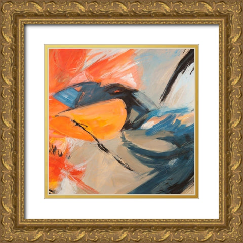 Oranges and Blues (detail) Gold Ornate Wood Framed Art Print with Double Matting by Jim, Stone