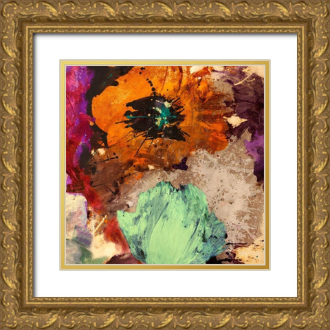 Floating Flowers II (detail) Gold Ornate Wood Framed Art Print with Double Matting by Stone, Jim