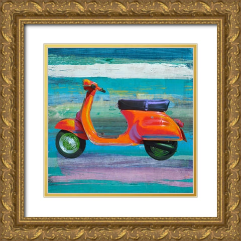 Pop Scooter II Gold Ornate Wood Framed Art Print with Double Matting by Rizzardi, Teo