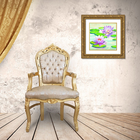 Nympheas I Gold Ornate Wood Framed Art Print with Double Matting by Rizzardi, Teo