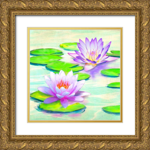 Nympheas I Gold Ornate Wood Framed Art Print with Double Matting by Rizzardi, Teo