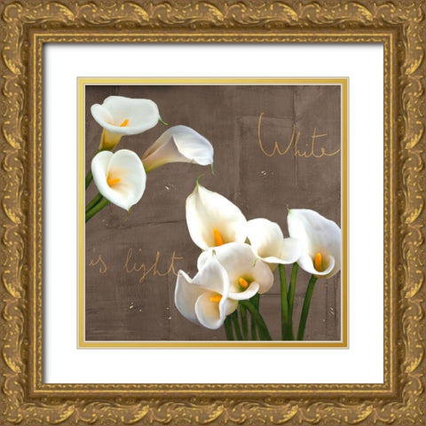 White Callas Gold Ornate Wood Framed Art Print with Double Matting by Rizzardi, Teo