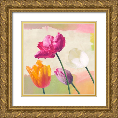 Florilegium I (detail) Gold Ornate Wood Framed Art Print with Double Matting by Rizzardi, Teo