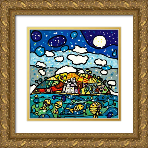 Isola dei sogni Gold Ornate Wood Framed Art Print with Double Matting by Wallas